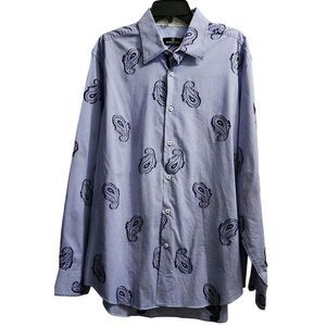 Bugatchi‎ Uomo Mens Size XL Casual Button Down Shirt Paisley Checkered